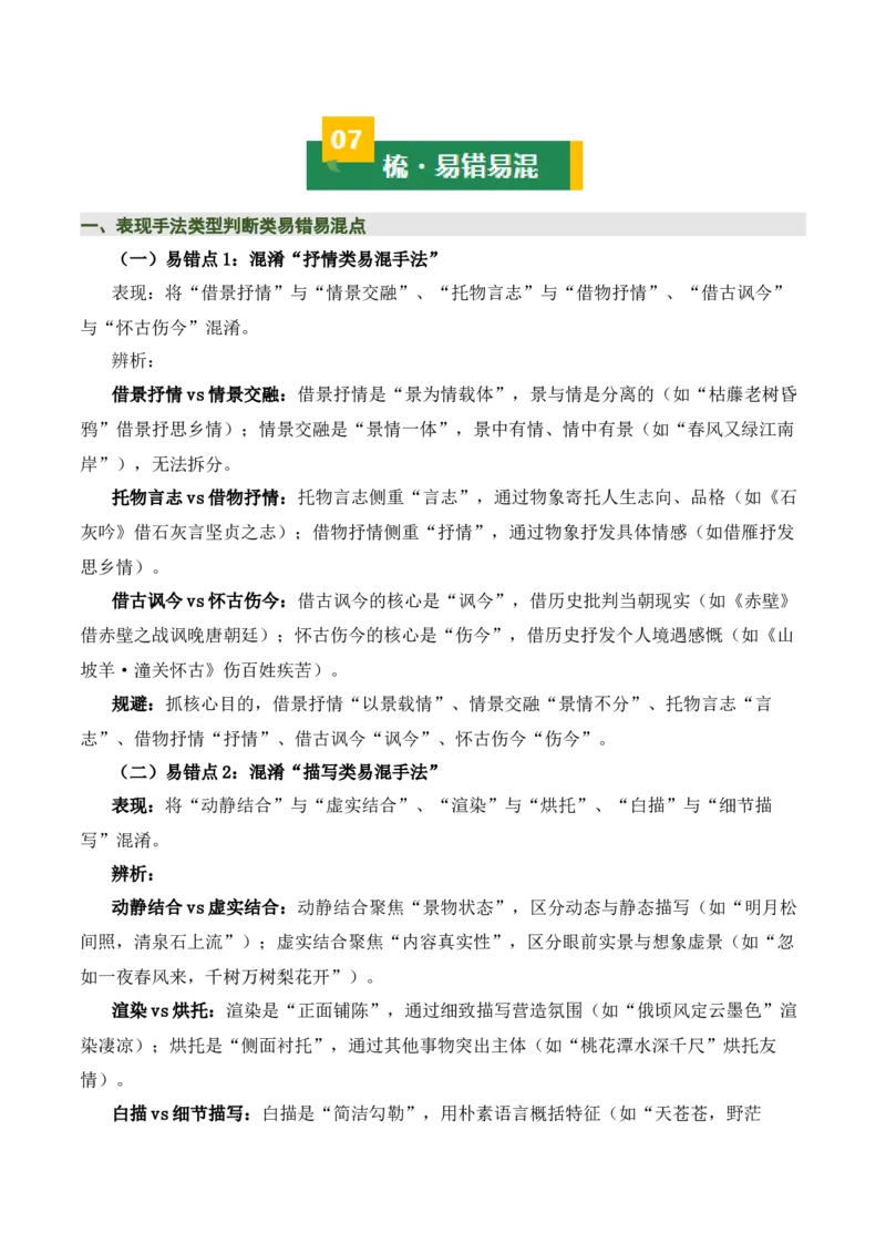 清单05古诗词鉴赏之表现手法（3张思维导图+15个核心考点+4个重难点+1个解题方法+4类题型方法突破+4类易错点提示5类题型解析+5个速记要点）（知识清单）解析版_中考复习资料_语数英物化
