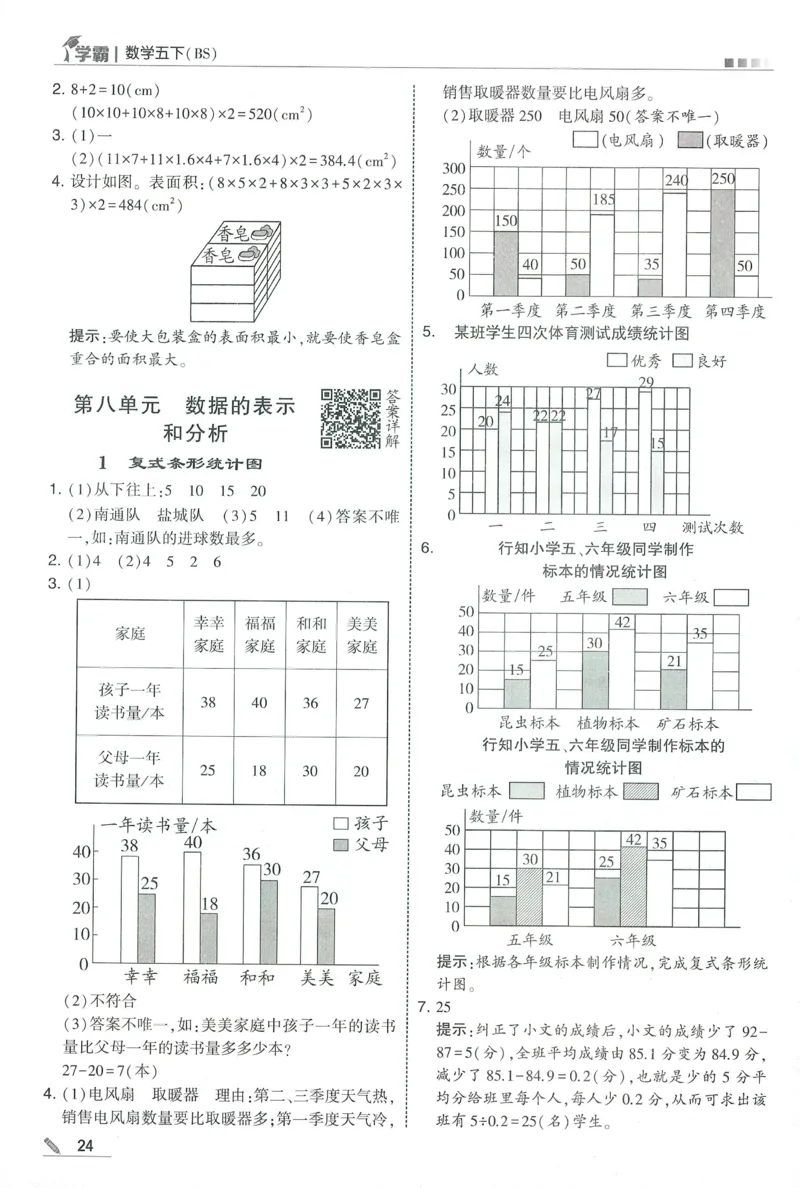 答案BS数学5下_2026春小学教辅大合集_9-26春《经纶学霸》系列_26春《五星学霸》语数英系列_26春《五星学霸》数学北师下册_2026春《五星学霸》数学BS5下