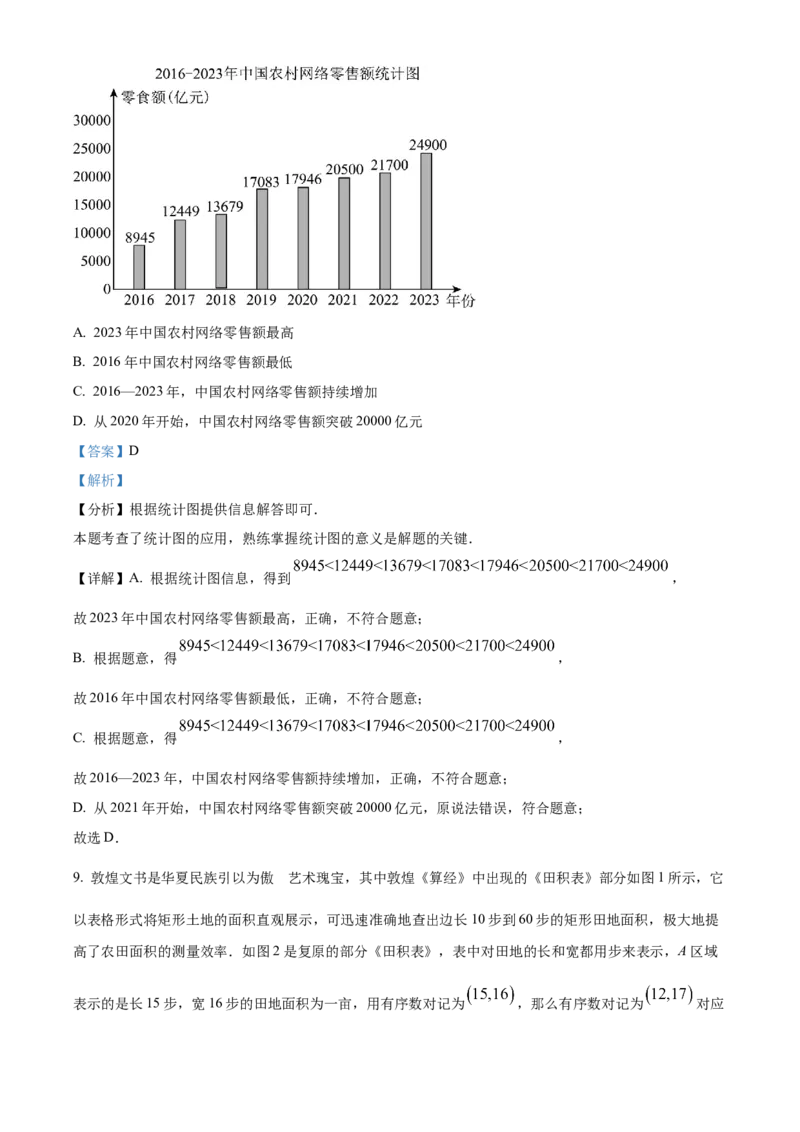 精品解析：2024年甘肃省武威市中考数学试题（解析版）_new_中考复习资料_语数英物化_2数学中考复习_2025中考复习资料_中考真题（近三年）_2024中考数学真题
