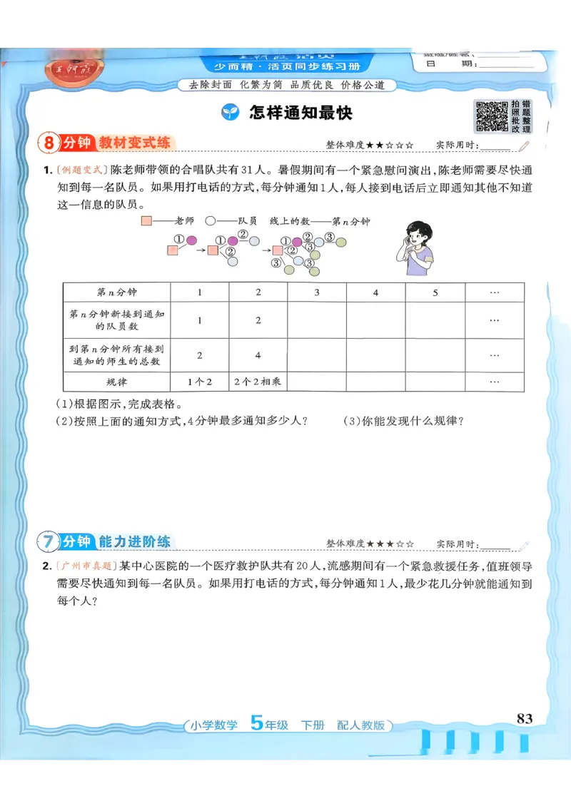 数学人教王朝霞活页同步练习册5下_2026春小学教辅大合集_8-26春《王朝霞》系列_02.2026春WZX活页同步练习册_26春数学人教