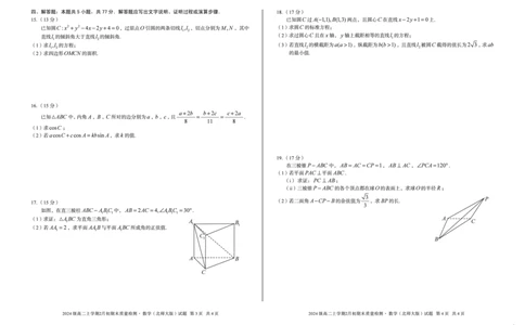 2024级高二上学期2月初期末质量检测数学B_2026年02月高二试卷_260214安徽省A10联盟2024级高二上学期2月初期末质量检测（全科）