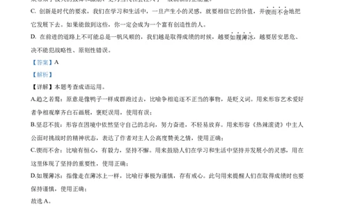精品解析：2024年四川省雅安市中考语文真题（解析版）_new_中考复习资料_语数英物化_1语文中考复习_2025年中考资料_中考真题（近三年）_2024中考语文真题