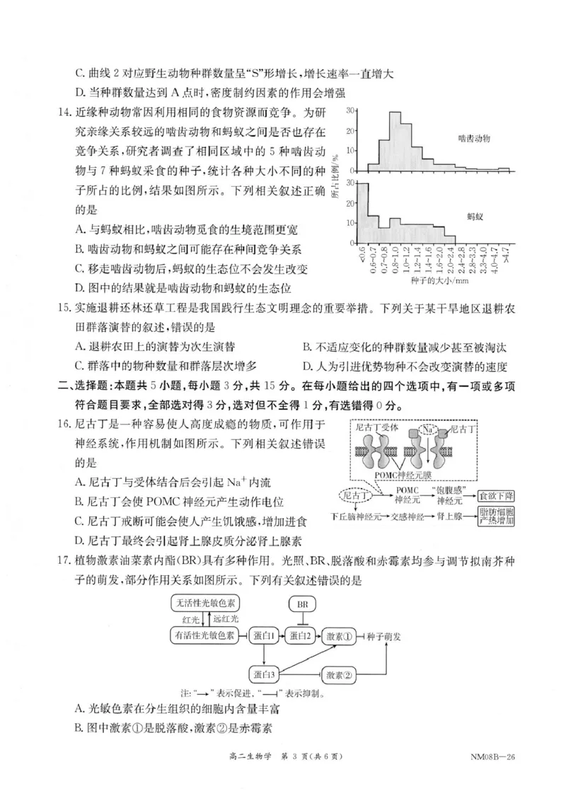 内蒙古赤峰市翁牛特旗乌丹二中等校联考2025-2026学年高二上学期生物期末试卷内蒙古赤峰市翁牛特旗乌丹二中等校联考2025-2026学年高二上学期生物期末试卷_2026年02月高二试卷