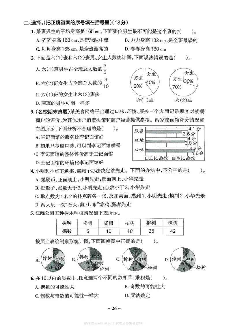 综合素养评价（A4）_2026春小学教辅大合集_18-26春《pass绿卡图书》小学学霸系列_《小学学霸作业本》_数学《小学学霸作业本》北师26春_2026春《小学学霸作业本》数学北师版6下