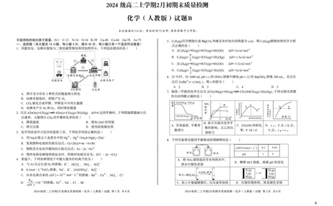 2024级高二上学期2月初期末质量检测化学B_2026年02月高二试卷_260214安徽省A10联盟2024级高二上学期2月初期末质量检测（全科）
