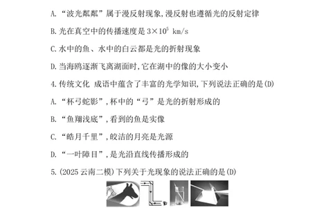第四讲　光现象_中考复习资料_语数英物化_4物理中考复习_2026年中考复习（更新中）_2026年中考物理一轮复习(1)