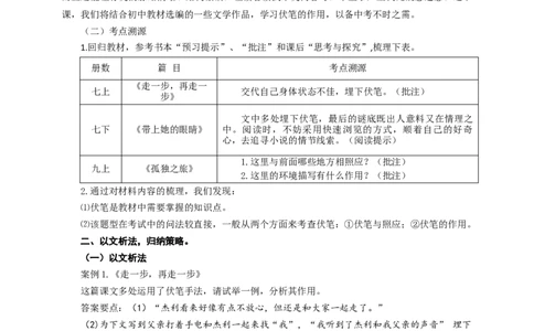 语文中考文学类文本伏笔专题复习教学设计_中考复习资料_语数英物化_1语文中考复习_2025年中考资料_备考2025中考语文二轮专项复习课件+教案+导学案
