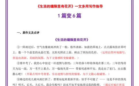 自我风采母题《生活的缝隙里有花开》一文多用提分王（1篇变6篇）-备战2026年中考语文作文一文多用提分王（全国通用）_中考复习资料_语数英物化_1语文中考复习