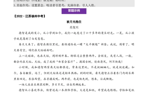 记叙性文章第2问原卷版-备战2026中考语文阅读文法剖析演练_中考复习资料_语数英物化_1语文中考复习_2026年中考复习（更新中）_备战2026中考语文阅读文法剖析演练