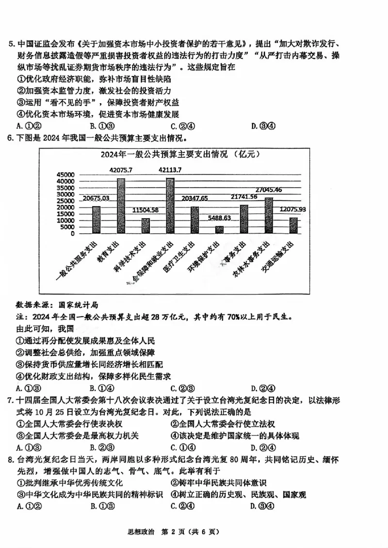 A类2025学年第一学期高二期末质量评价题库政治_2026年02月高二试卷_260208浙江省温州市2025-2026学年高二上学期期末（A卷+B卷）（全）_浙江省温州市2025-2026学年高二上学期期末试题A卷