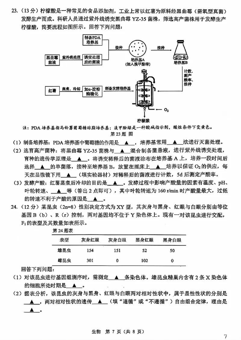 A类2025学年第一学期高二期末质量评价题库生物_2026年02月高二试卷_260208浙江省温州市2025-2026学年高二上学期期末（A卷+B卷）（全）_浙江省温州市2025-2026学年高二上学期期末试题A卷