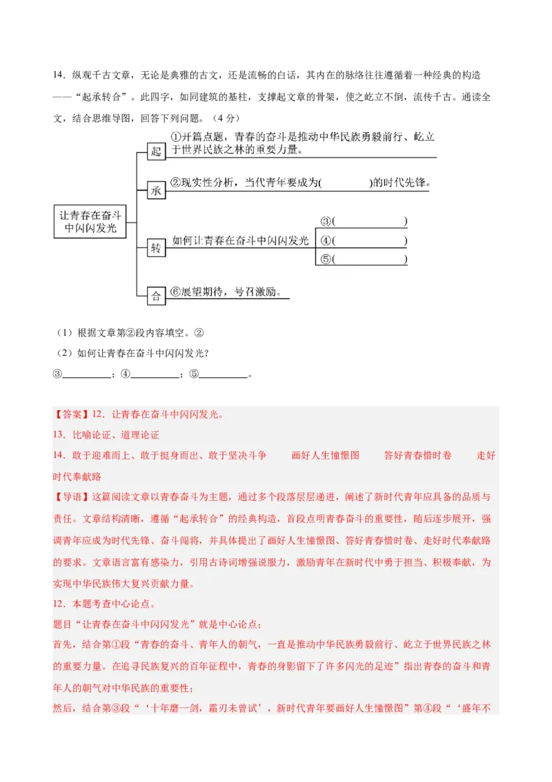 议论文阅读主题卷01：时代青年与奋斗担当（全国通用）（解析版）_中考复习资料_语数英物化_1语文中考复习_2026年中考复习（更新中）_2026年中考语文一轮复习讲练测（全国通用）