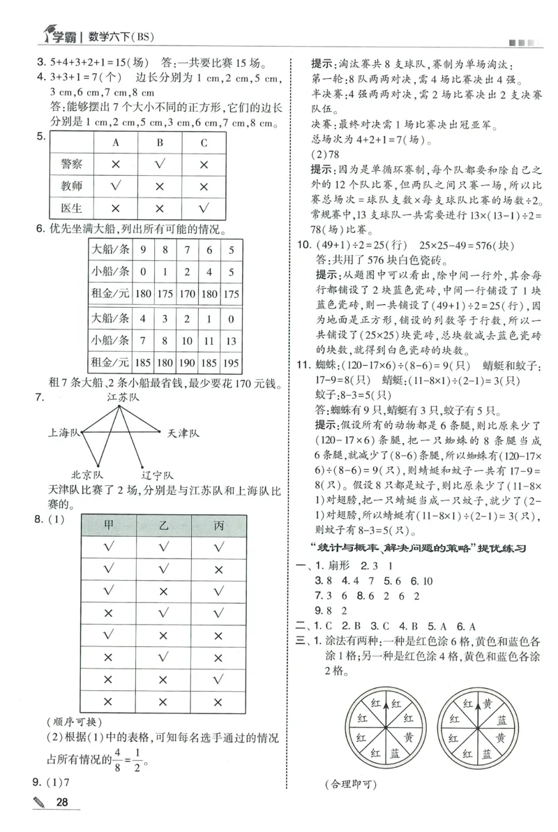 答案BS数学6下_2026春小学教辅大合集_9-26春《经纶学霸》系列_26春《五星学霸》语数英系列_26春《五星学霸》数学北师下册_2026春《五星学霸》数学BS6下