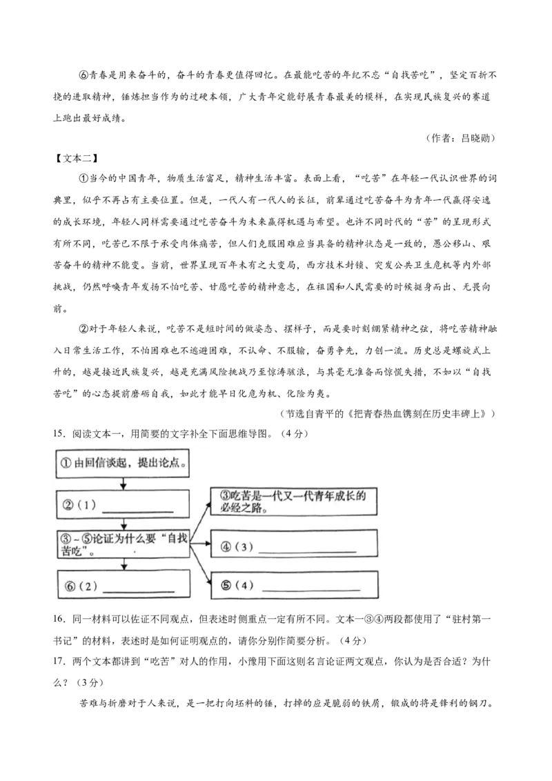 议论文阅读主题卷01：时代青年与奋斗担当（全国通用）（原卷版）_中考复习资料_语数英物化_1语文中考复习_2026年中考复习（更新中）_2026年中考语文一轮复习讲练测（全国通用）