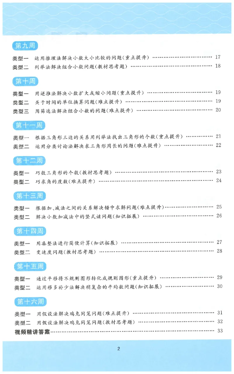 四下数学阳光同学思维提优_2026春人教数学《阳光同学课时优化作业》_4下《阳光同学课时优化作业》数学人教版26春