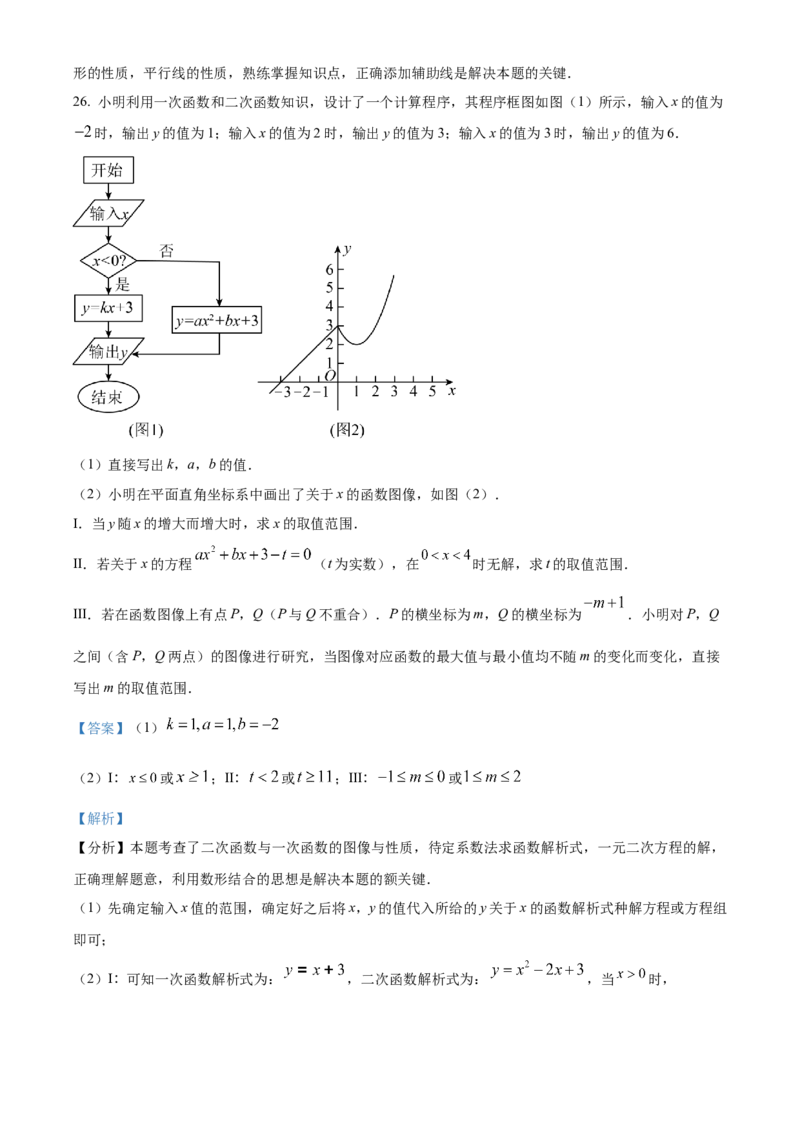 精品解析：2024年吉林省中考数学试题（解析版）_new_中考复习资料_语数英物化_2数学中考复习_2025中考复习资料_中考真题（近三年）_2024中考数学真题