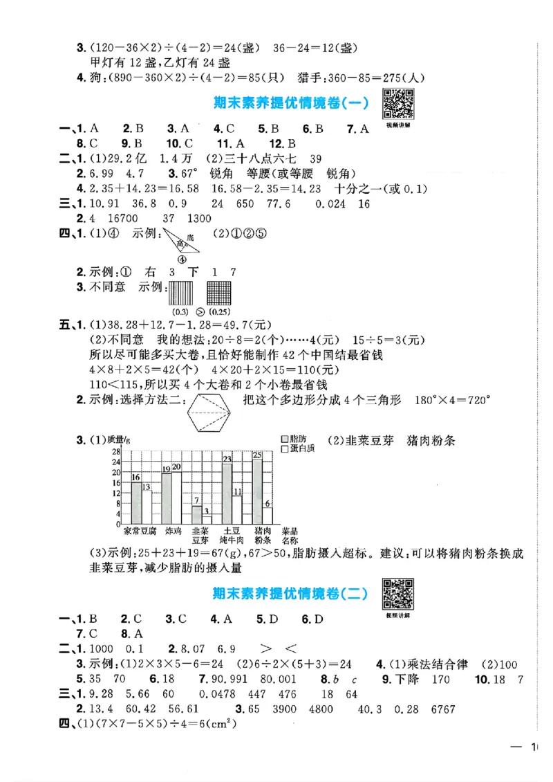 数学《阳光同学情境卷》（4年级下册）_2026春人教数学《阳光同学情景卷》