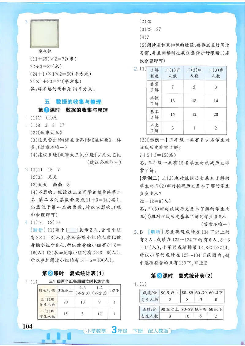 数学人教王朝霞活页同步练习册3下_2026春小学教辅大合集_8-26春《王朝霞》系列_02.2026春WZX活页同步练习册_26春数学人教