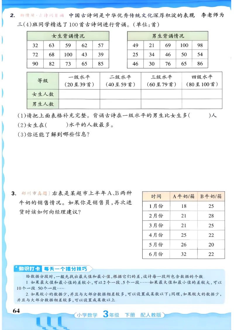 数学人教王朝霞活页同步练习册3下_2026春小学教辅大合集_8-26春《王朝霞》系列_02.2026春WZX活页同步练习册_26春数学人教