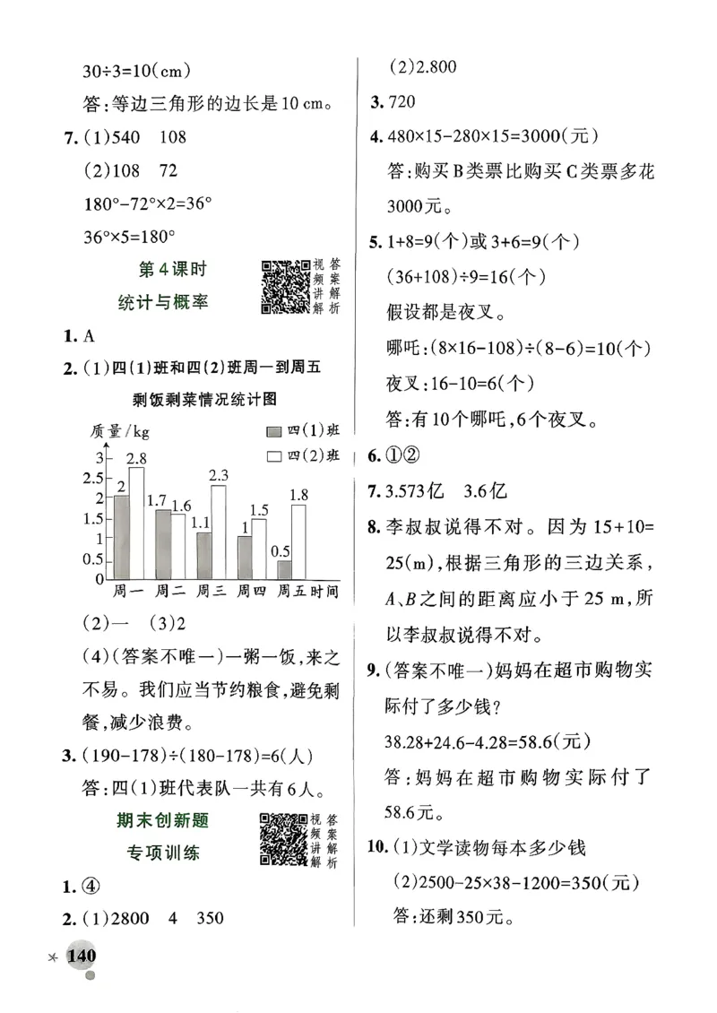 小学学霸作业本人教版四年级下册(参考答案)_2026春小学教辅大合集_18-26春《pass绿卡图书》小学学霸系列_《小学学霸作业本》_数学《小学学霸作业本》人教26春