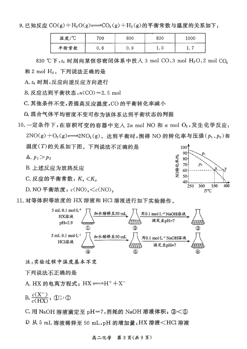 北京市东城区2025-2026学年高二上学期期末考试化学试卷（图片版，含答案）_2026年02月高二试卷_260202北京市东城区2025-2026学年高二上学期期末