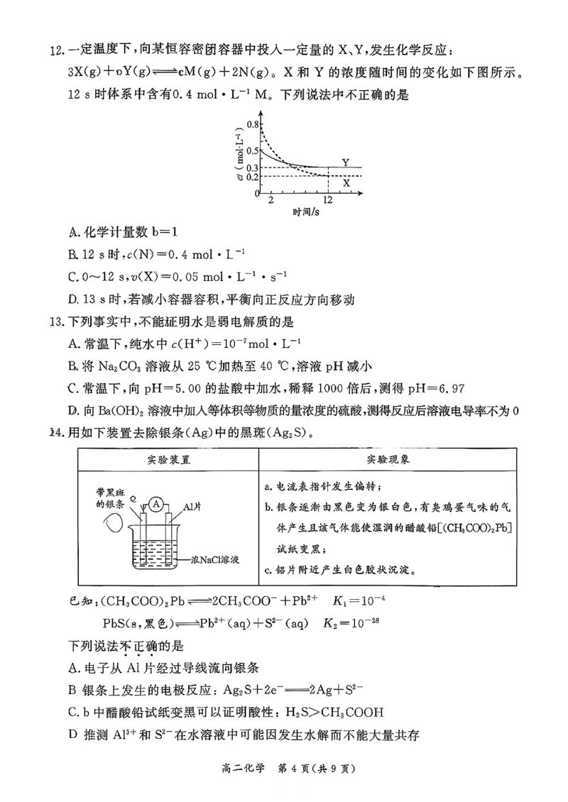 北京市东城区2025-2026学年高二上学期期末考试化学试卷（图片版，含答案）_2026年02月高二试卷_260202北京市东城区2025-2026学年高二上学期期末