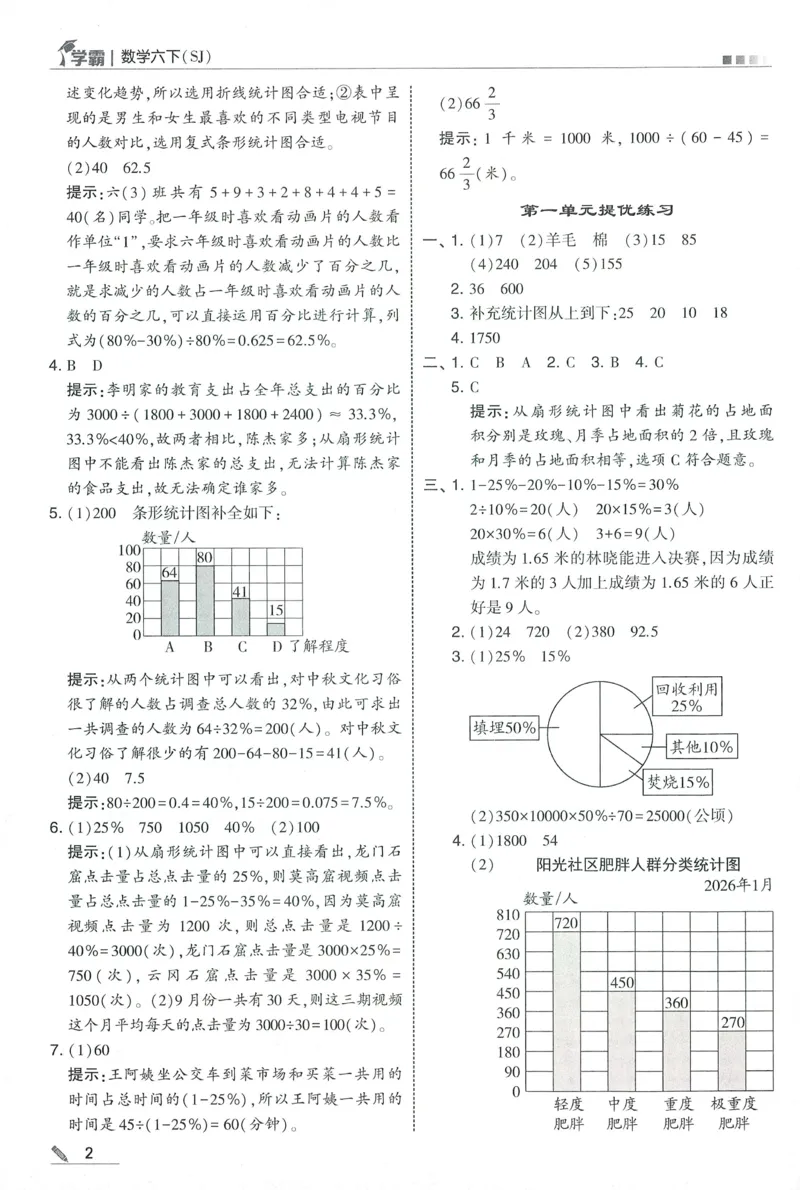 答案SJ数学6下_2026春小学教辅大合集_9-26春《经纶学霸》系列_26春《五星学霸》语数英系列_26春《五星学霸》数学苏教下册_2026春《五星学霸》数学SJ6下