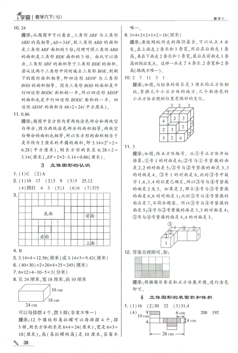 答案SJ数学6下_2026春小学教辅大合集_9-26春《经纶学霸》系列_26春《五星学霸》语数英系列_26春《五星学霸》数学苏教下册_2026春《五星学霸》数学SJ6下