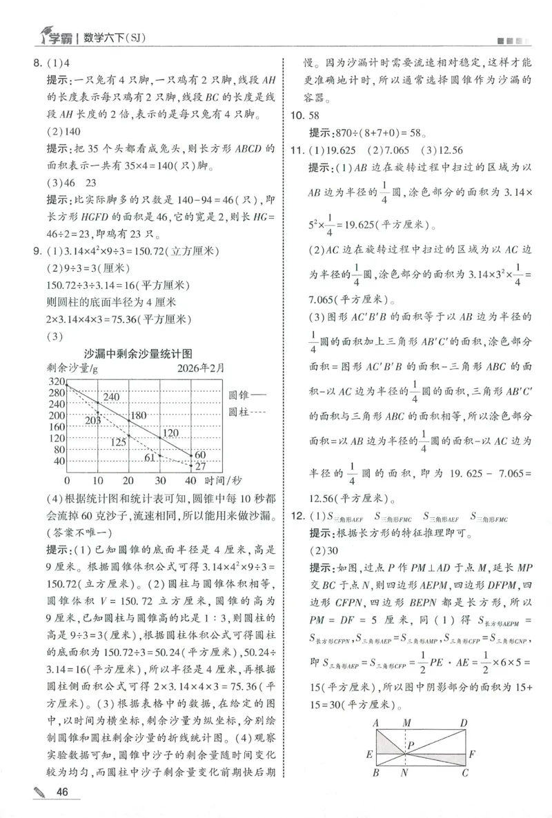 答案SJ数学6下_2026春小学教辅大合集_9-26春《经纶学霸》系列_26春《五星学霸》语数英系列_26春《五星学霸》数学苏教下册_2026春《五星学霸》数学SJ6下