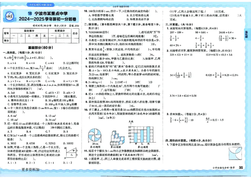 2025版王朝霞小升初招生分班数学_小升初招生分班（语数英）