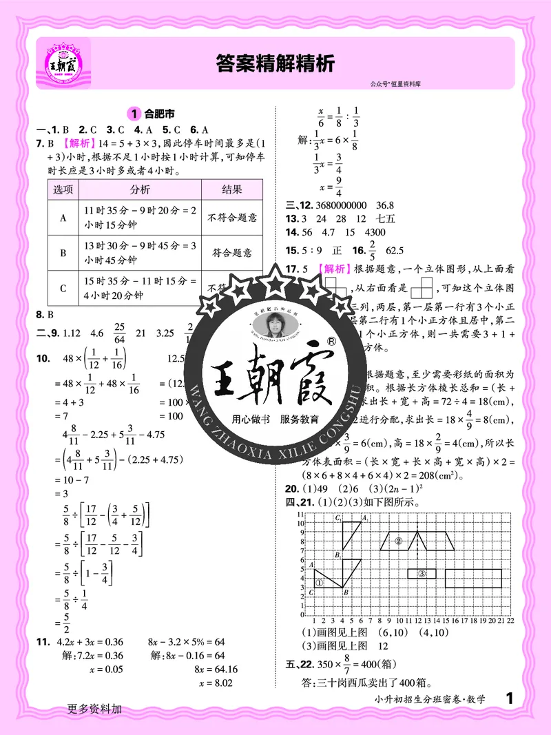 2025版王朝霞小升初招生分班数学_小升初招生分班（语数英）