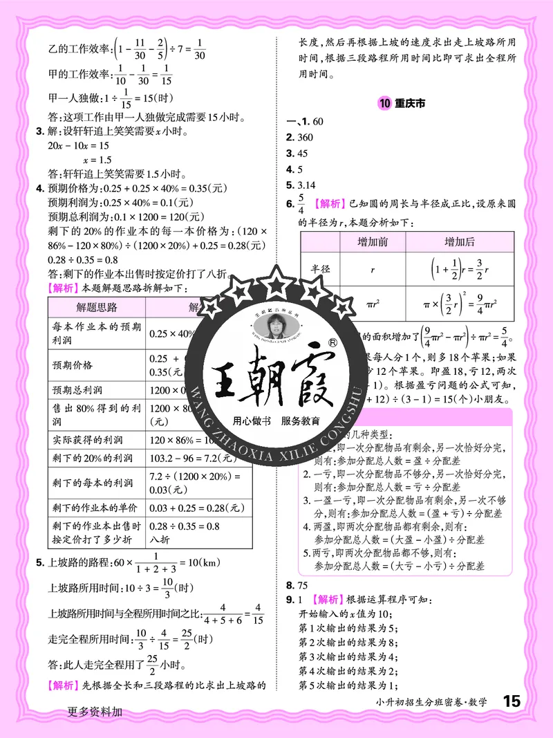 2025版王朝霞小升初招生分班数学_小升初招生分班（语数英）