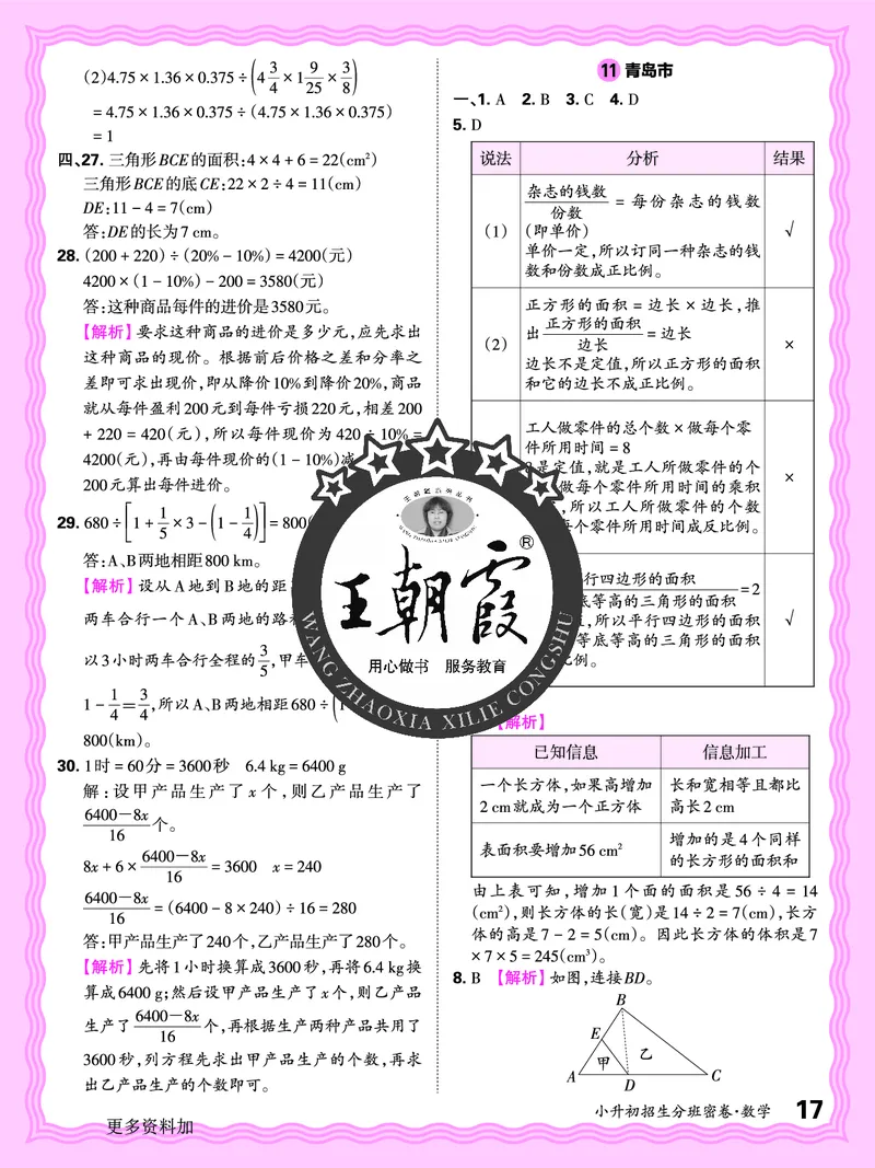 2025版王朝霞小升初招生分班数学_小升初招生分班（语数英）