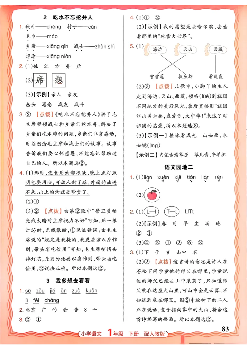 语文王朝霞活页同步练习册1下_2026春小学教辅大合集_8-26春《王朝霞》系列_02.2026春WZX活页同步练习册_26春语文