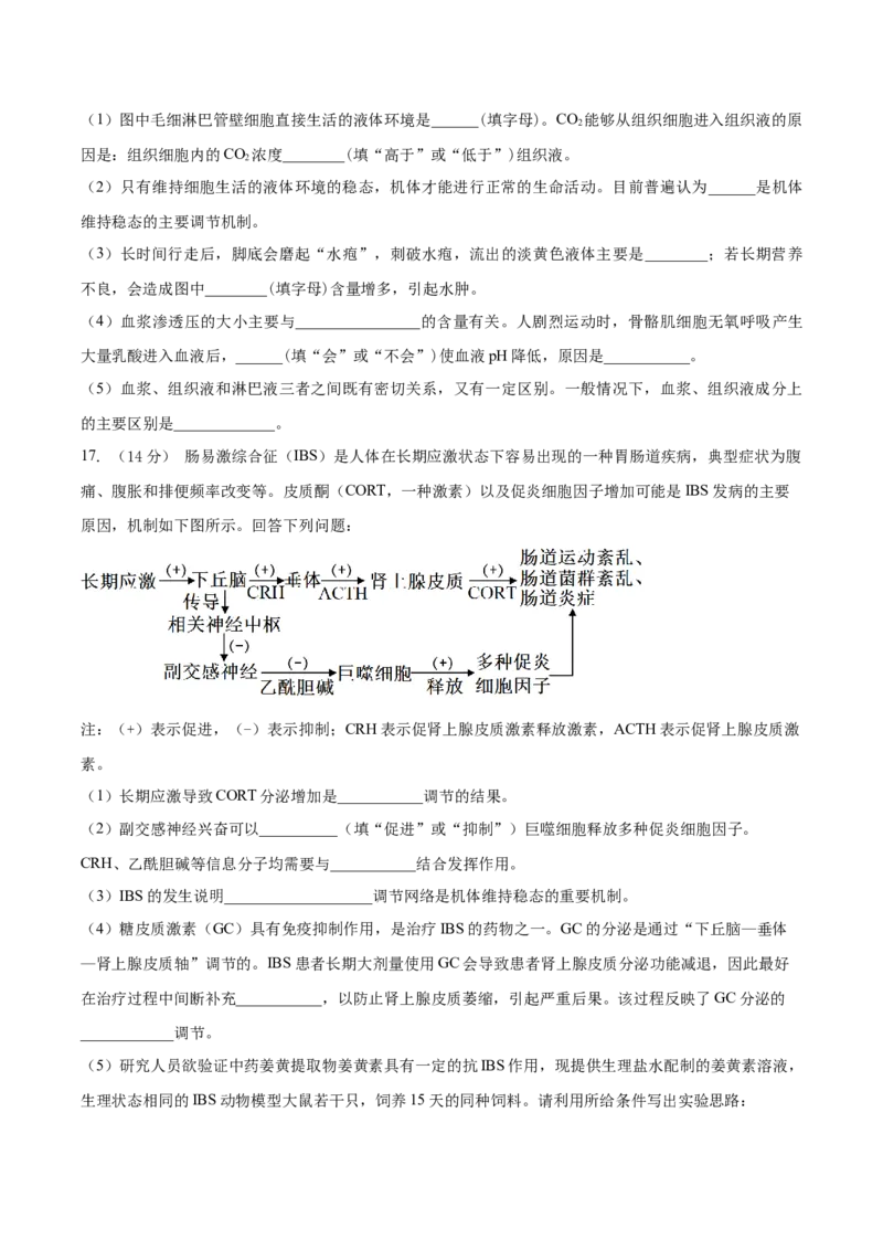 安徽省滁州市定远县育才学校2025-2026学年高二（上）1月月考生物试题（含答案）_2026年02月高二试卷_260211安徽省滁州市定远县育才学校2025-2026学年高二（上）1月月考