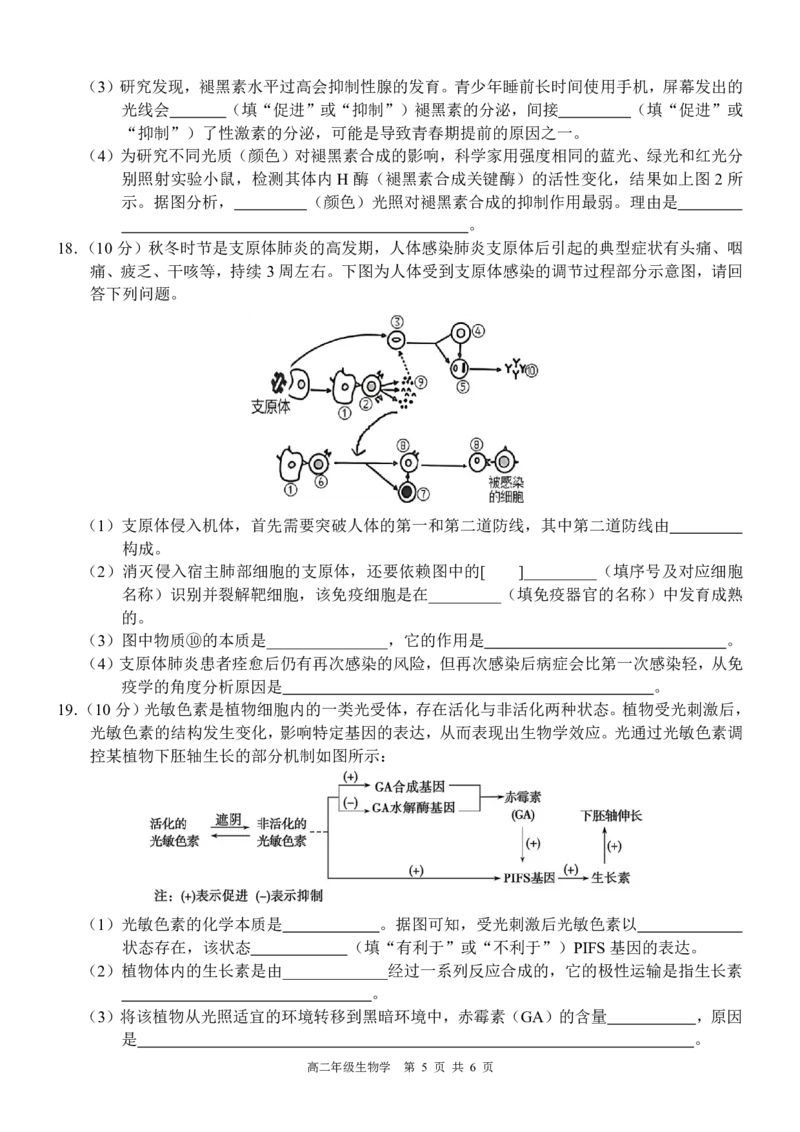 贵港2025-2026秋季期末高二生物试卷_2026年02月高二试卷_260209广西贵港市部分高中2025-2026学年高二上学期期末学科素养检测
