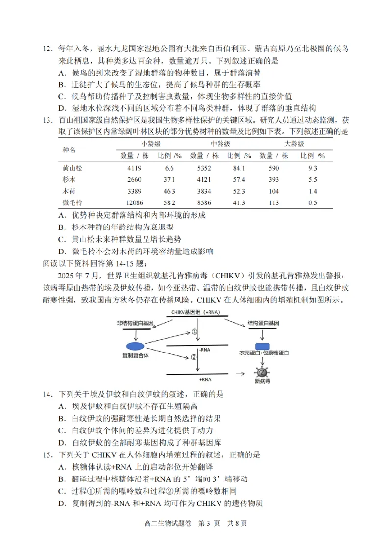 生物卷-2602丽水高二期末_2026年02月高二试卷_260219浙江省丽水市2025-2026学年上学期高二期末教学质量监控（全）_浙江省丽水市2025-2026学年上学期高二期末教学质量监控生物试题含答案
