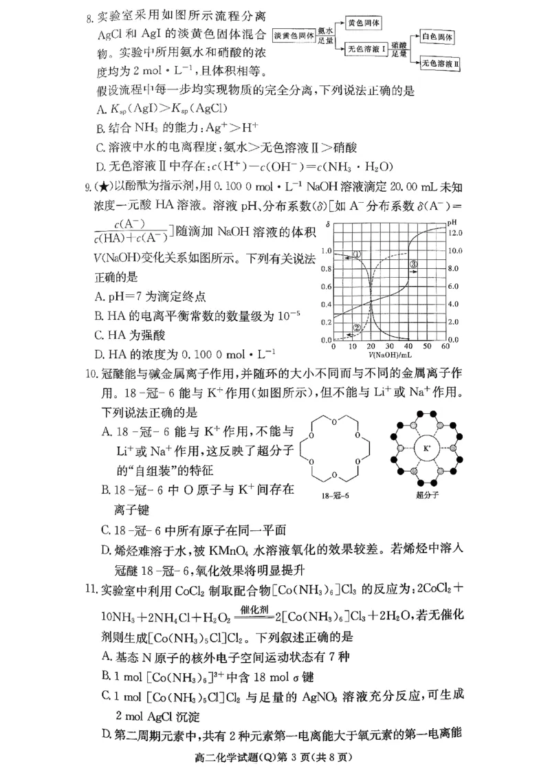 湖南长沙市第一中学2025-2026学年高二下学期开学化学试题_副本_副本_2026年03月高二试卷_260325湖南长沙一中2025-2026学年高二下学期3月入学考试全科