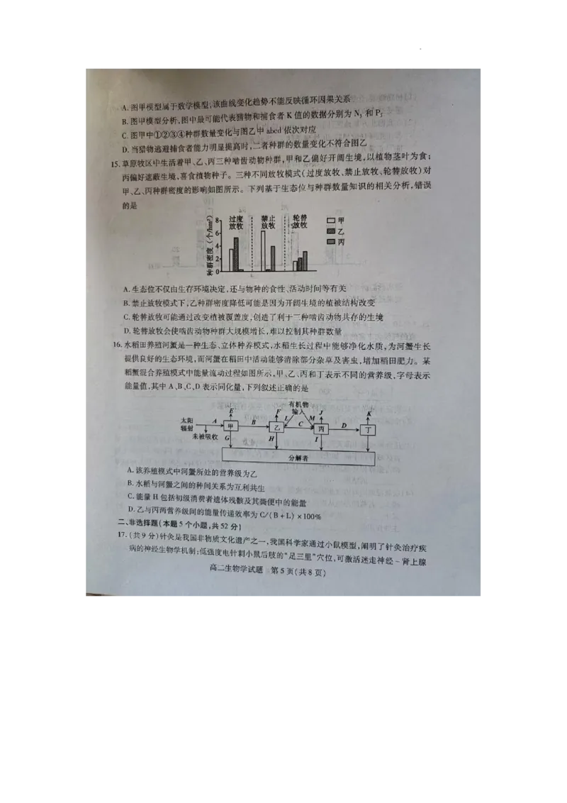 山西省运城市2025-2026学年高二上学期期末生物试题_2026年02月高二试卷_260222山西省运城市2025-2026学年第一学期期末调研测试高二