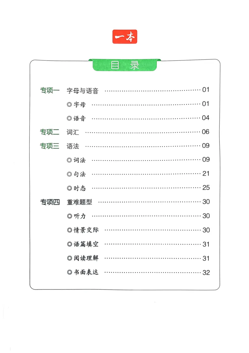25一本小升初冲刺新卷-英语核心知识梳理手册