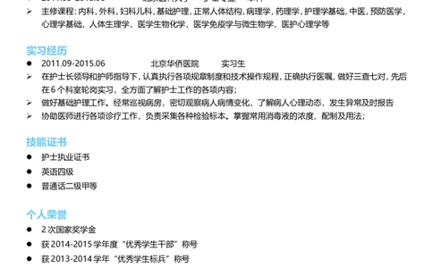 17_小升初《学生简历模板》单页+多页_行业简历_07、医护简历50款_护士简历模板27款