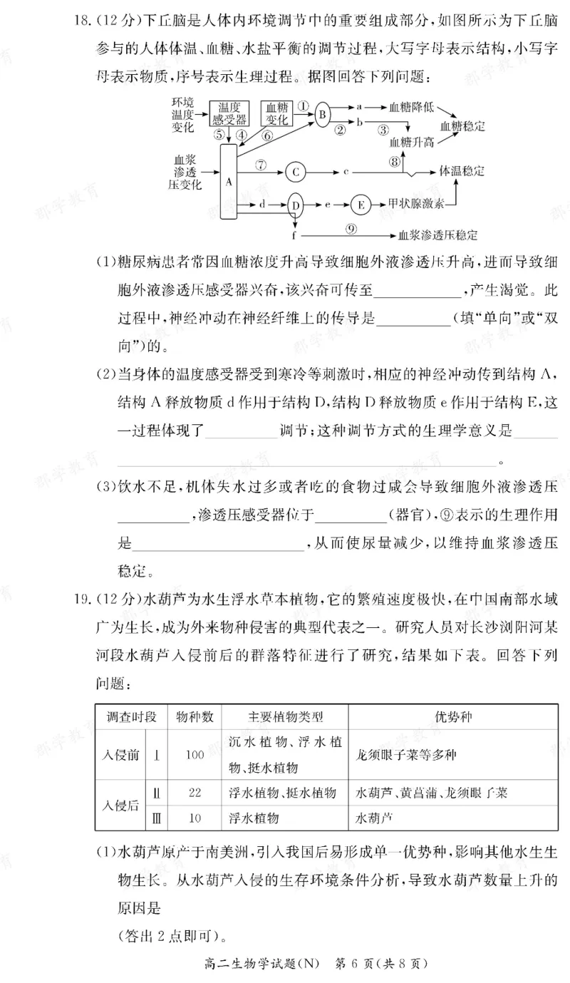 生物湖南省长郡中学2025-2026高二上学期期末考试_2026年02月高二试卷_260214湖南省长郡中学2025-2026高二上学期期末考试（全科）