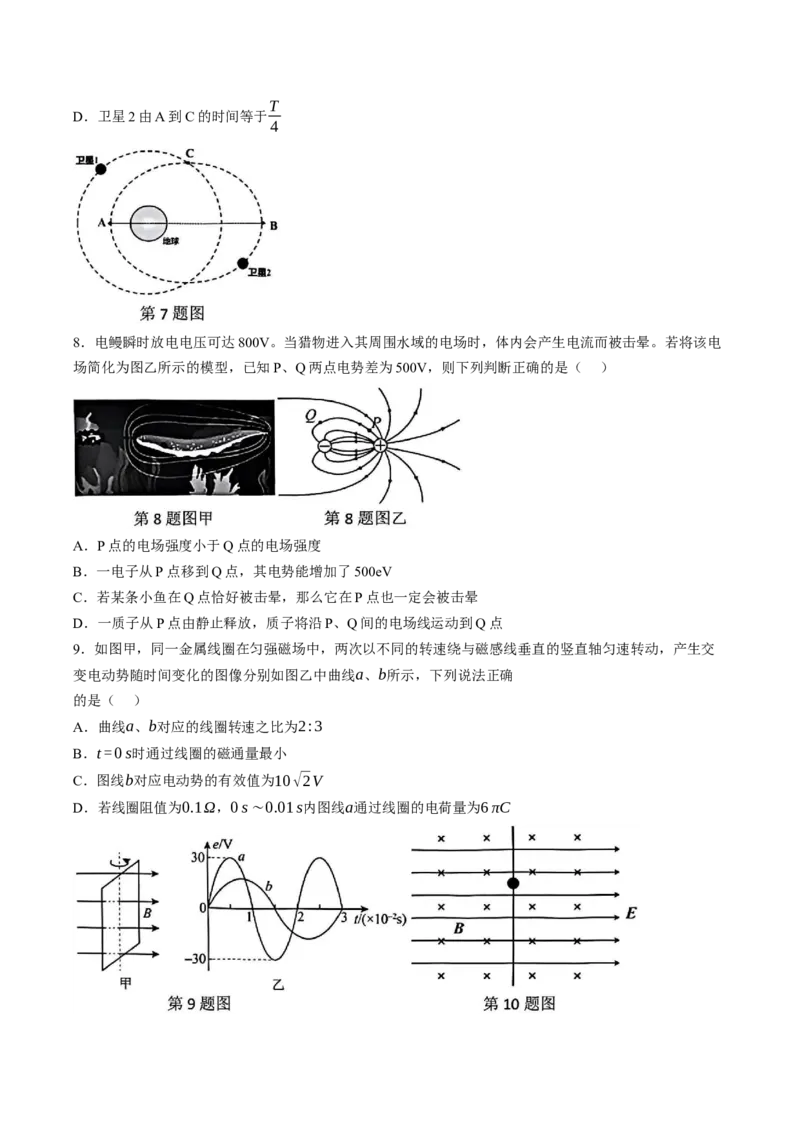 浙江省丽水市2025-2026学年上学期高二期末教学质量监控物理试题卷（含答案）_2026年02月高二试卷_260219浙江省丽水市2025-2026学年上学期高二期末教学质量监控（全）