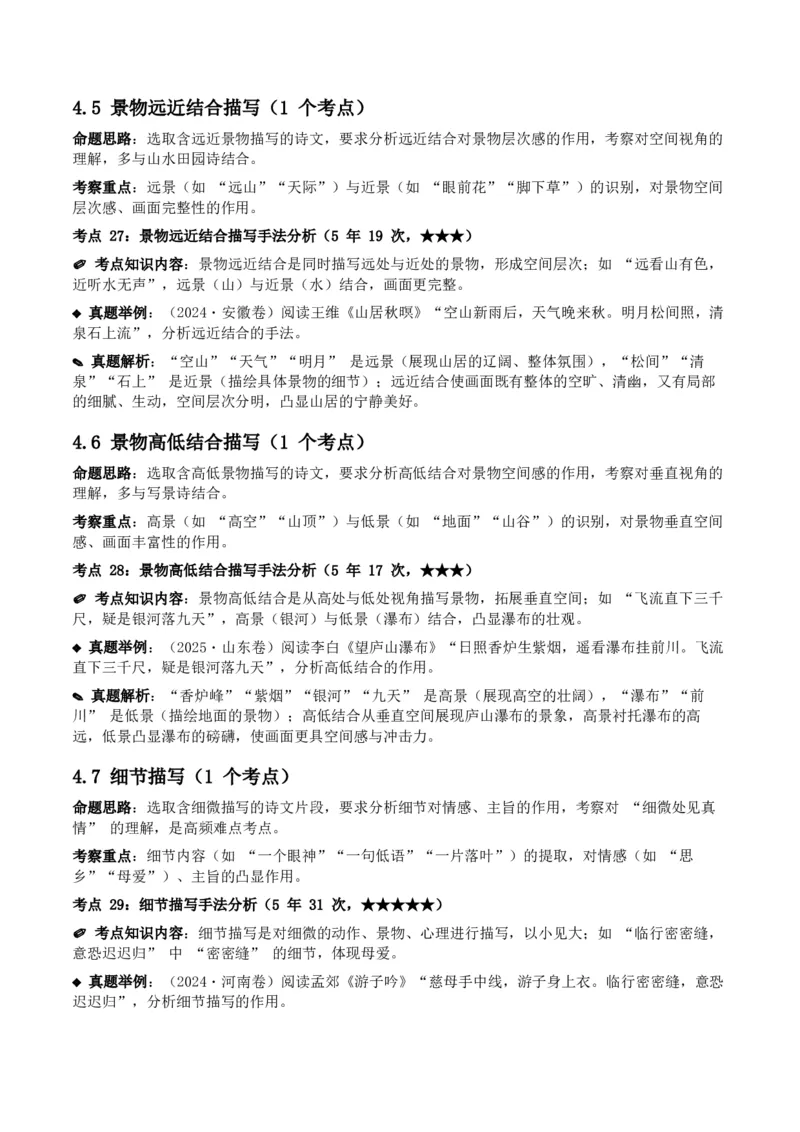 近5年全国各地中考语文古诗文阅读之分析写作手法35个高频考点+20个高频易错点_中考复习资料_语数英物化_1语文中考复习_2026年中考复习（更新中）_2026年全国中考语文一轮复习讲义