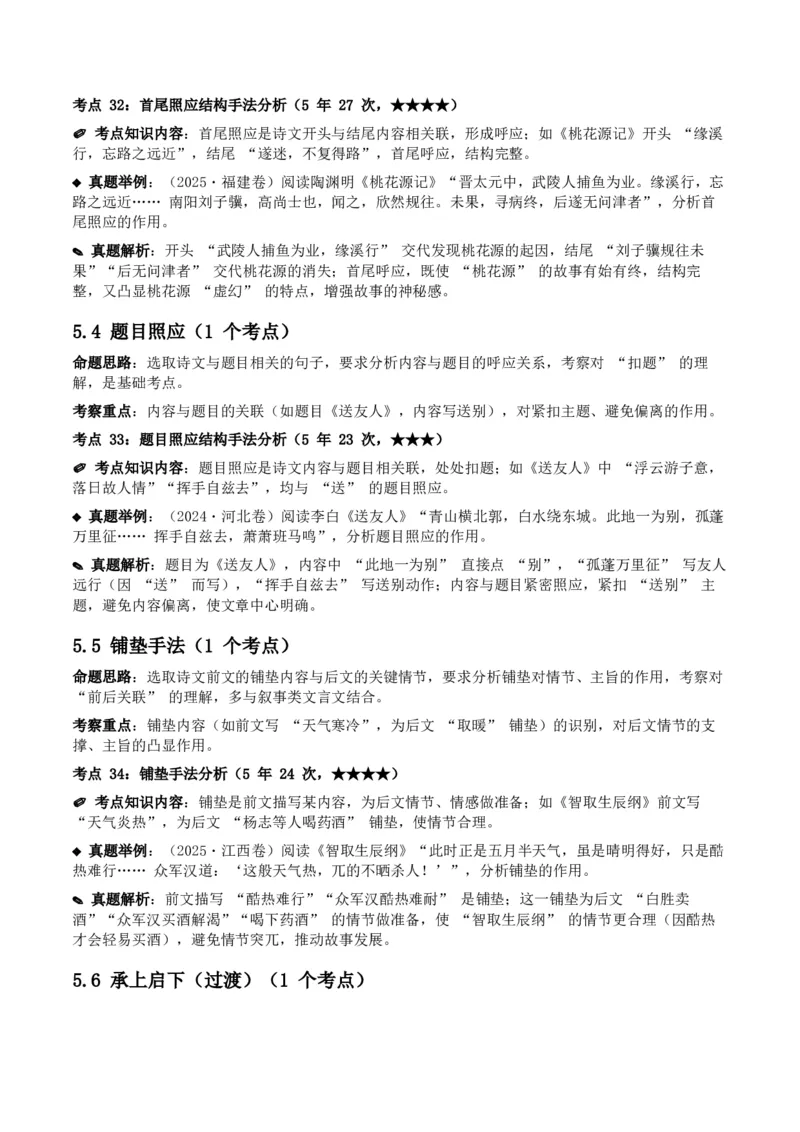 近5年全国各地中考语文古诗文阅读之分析写作手法35个高频考点+20个高频易错点_中考复习资料_语数英物化_1语文中考复习_2026年中考复习（更新中）_2026年全国中考语文一轮复习讲义