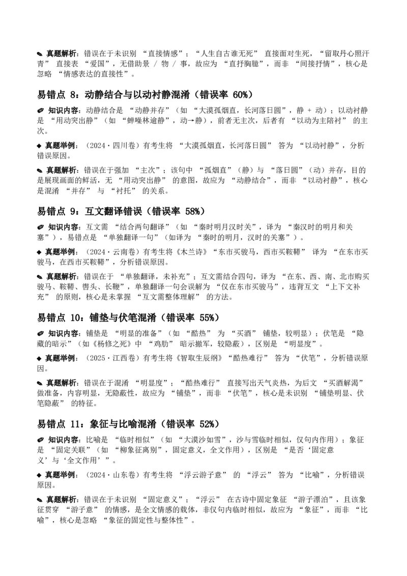 近5年全国各地中考语文古诗文阅读之分析写作手法35个高频考点+20个高频易错点_中考复习资料_语数英物化_1语文中考复习_2026年中考复习（更新中）_2026年全国中考语文一轮复习讲义