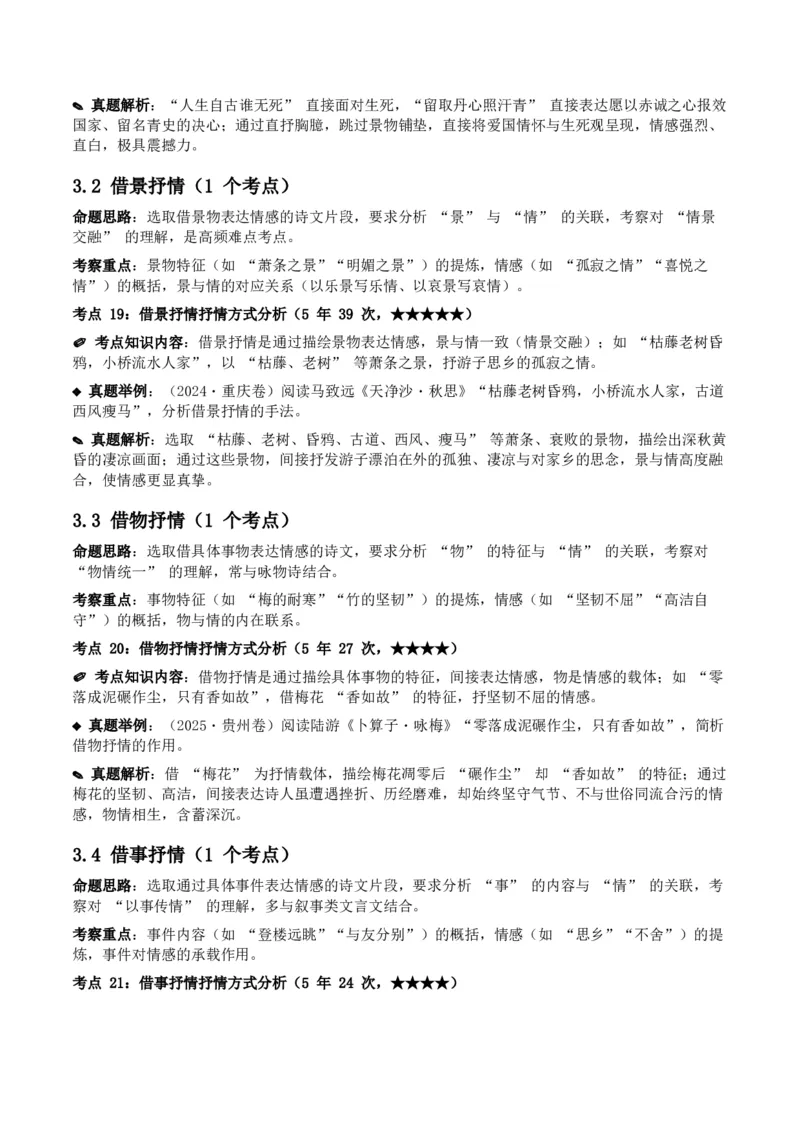 近5年全国各地中考语文古诗文阅读之分析写作手法35个高频考点+20个高频易错点_中考复习资料_语数英物化_1语文中考复习_2026年中考复习（更新中）_2026年全国中考语文一轮复习讲义
