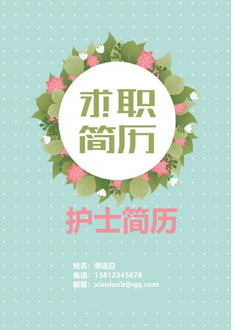 3_小升初《学生简历模板》单页+多页_行业简历_07、医护简历50款_护士简历模板27款