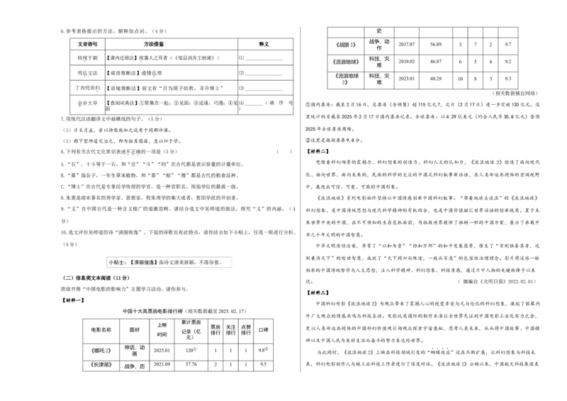 语文（盐城卷）（考试版A3）_中考复习资料_语数英物化_1语文中考复习_赠送：2025中考模拟题_2025年语文一模_语文（江苏盐城卷）-2025年中考第一次全真模拟题