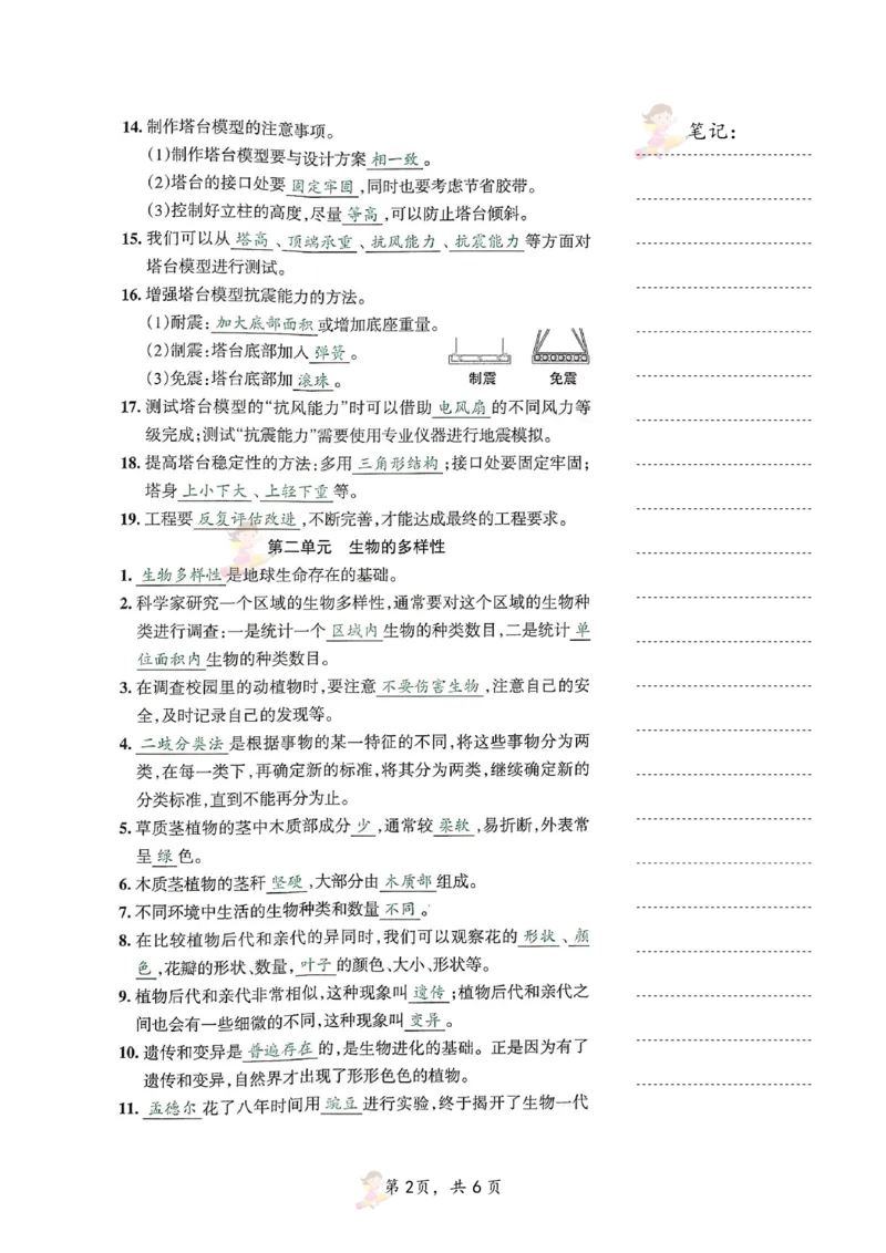 六年级（下）科学单元知识点汇总《教科版》_科学道法知识点+专项练习_科学知识点+单元卷+期末卷